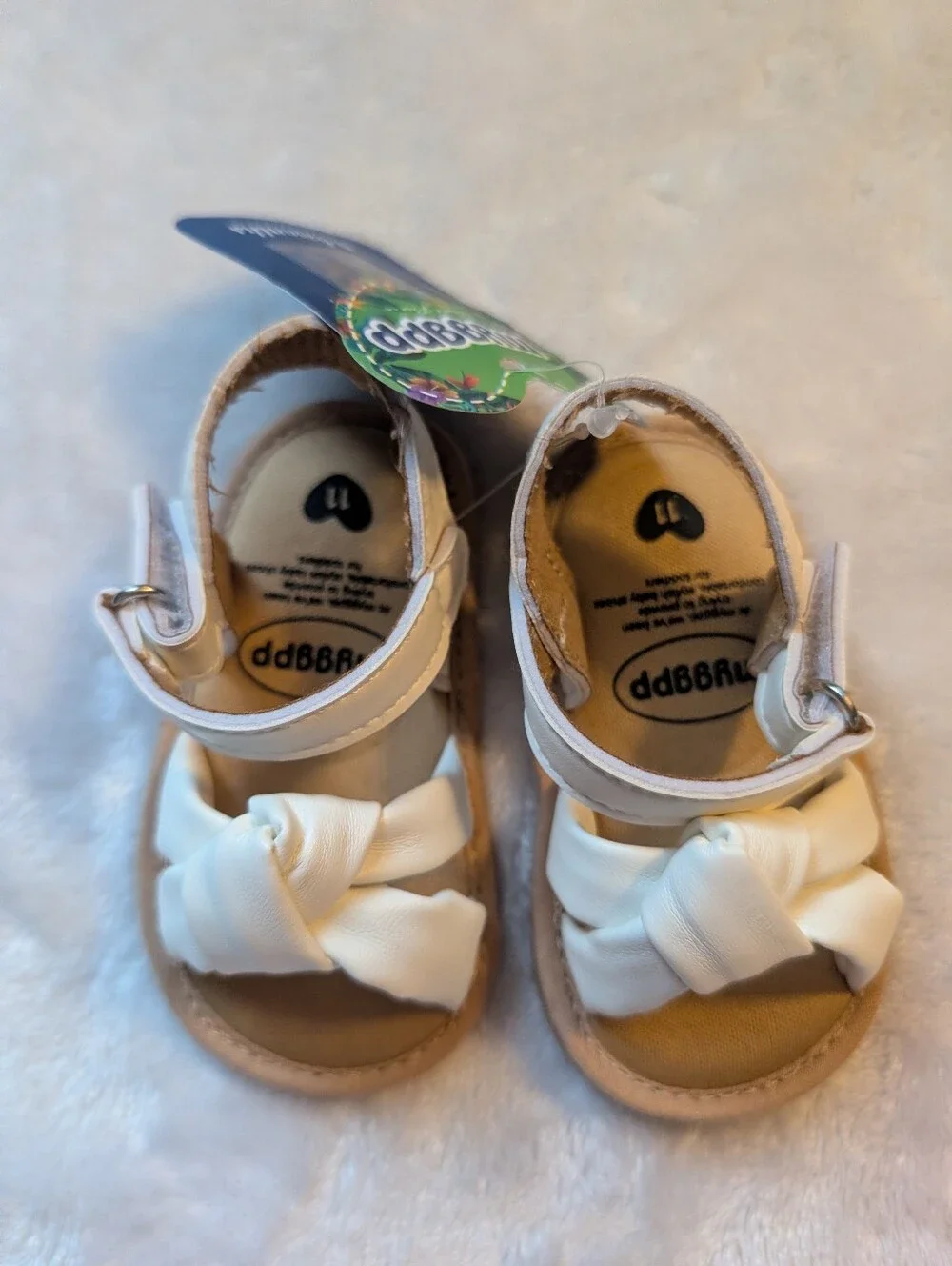 ✨ NWT MYGGPP White Twist-Knot Baby Sandals Size 11 First Walkers ✨